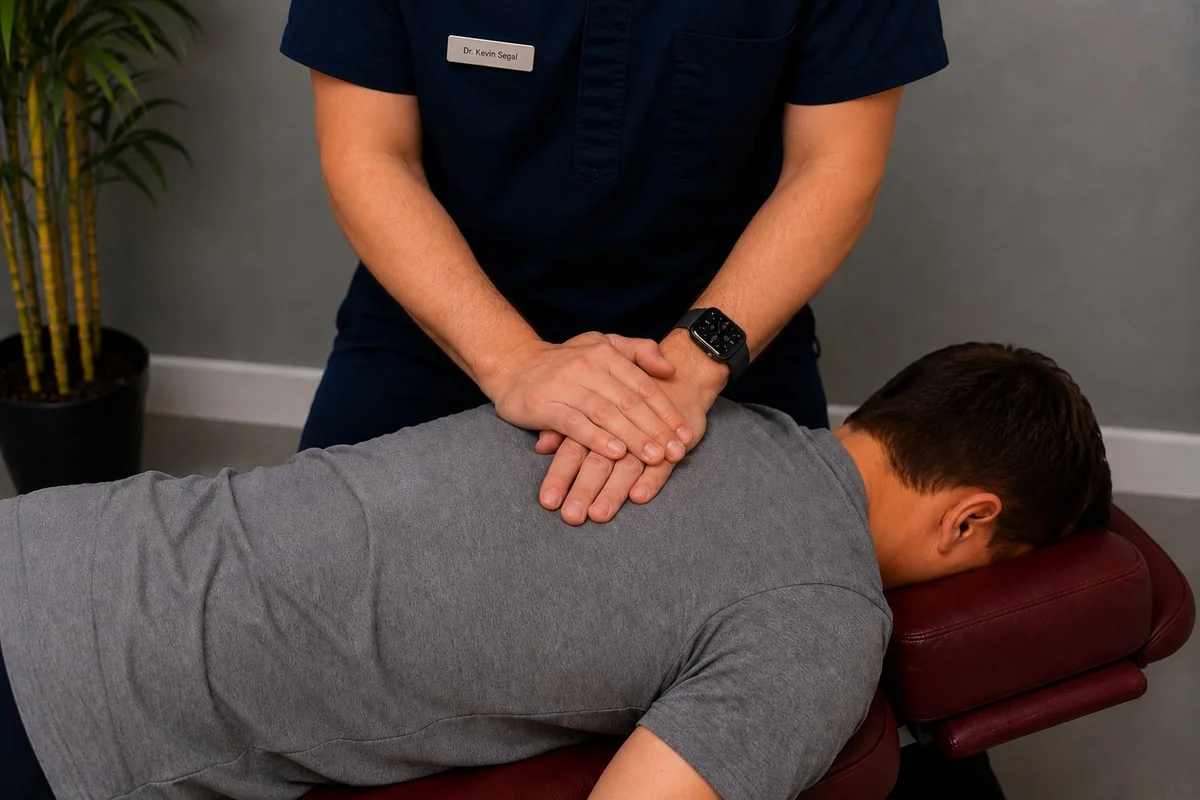 Dr. Kevin Segal performing thoracic adjustment