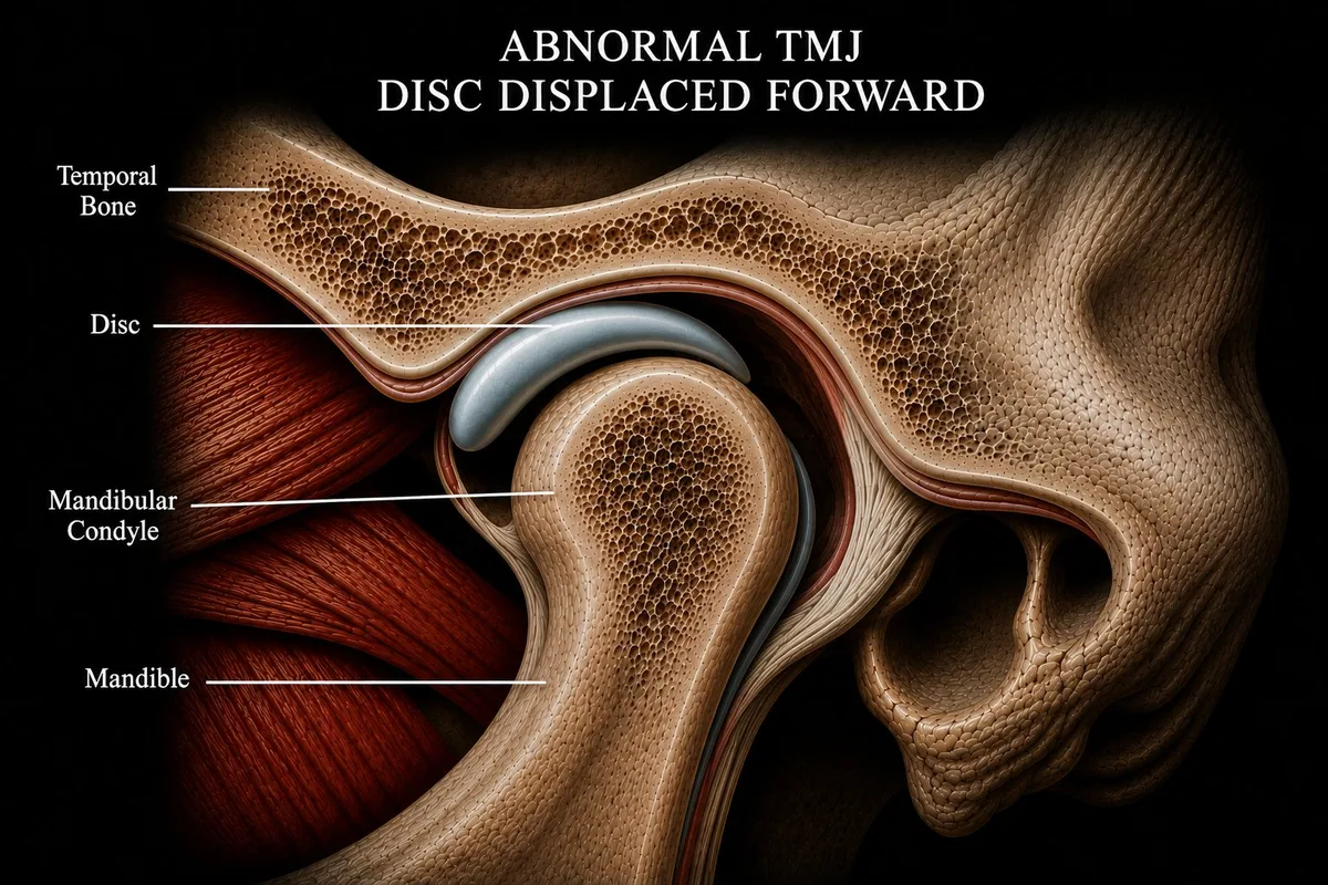 Anterior disc displacement — disc displaced anteriorly